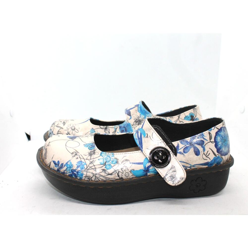 Alegria Paloma Blue Floral Print Mary Jane Shoes sz 7.5